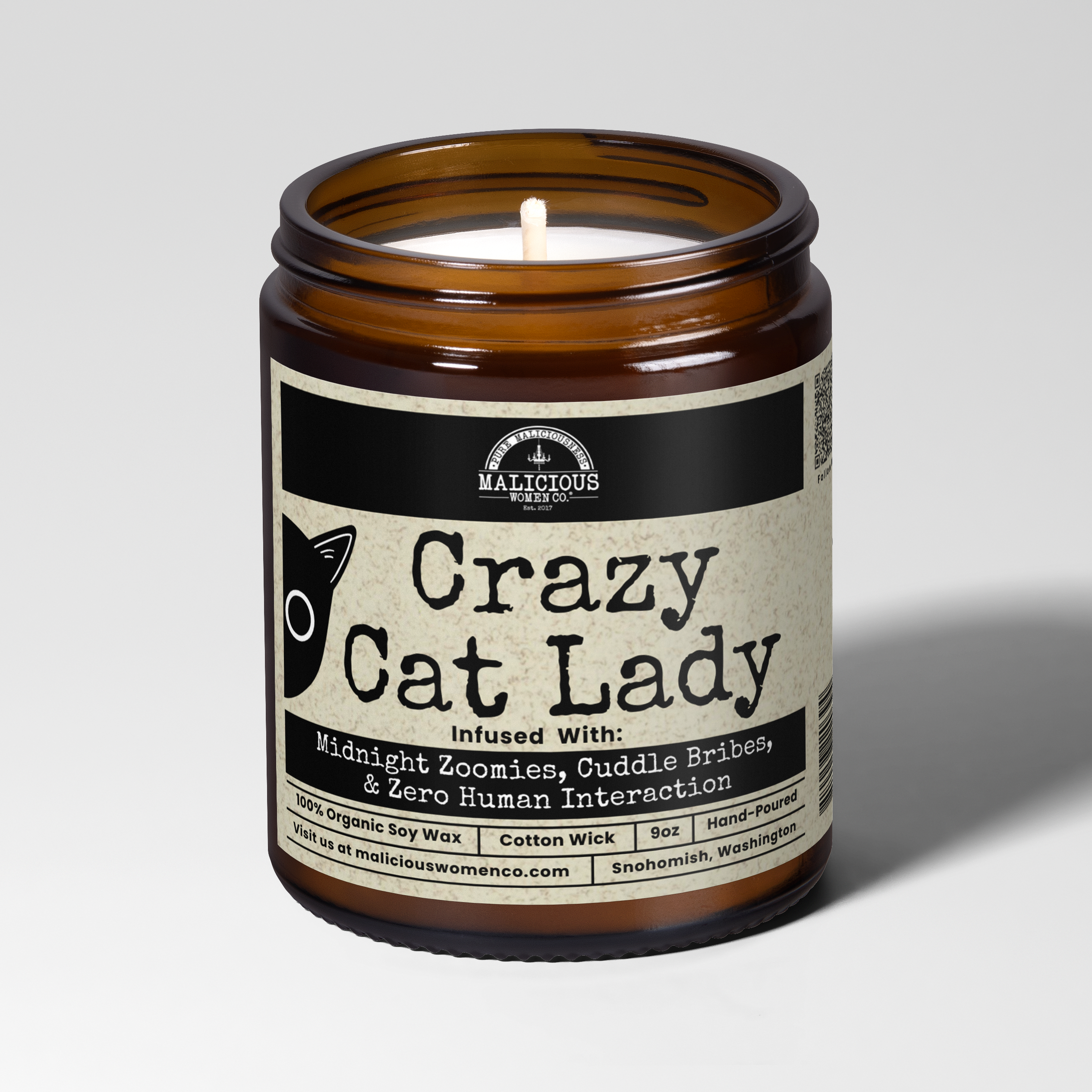 Crazy Cat Lady 9oz Funny Candle Malicious Women Co