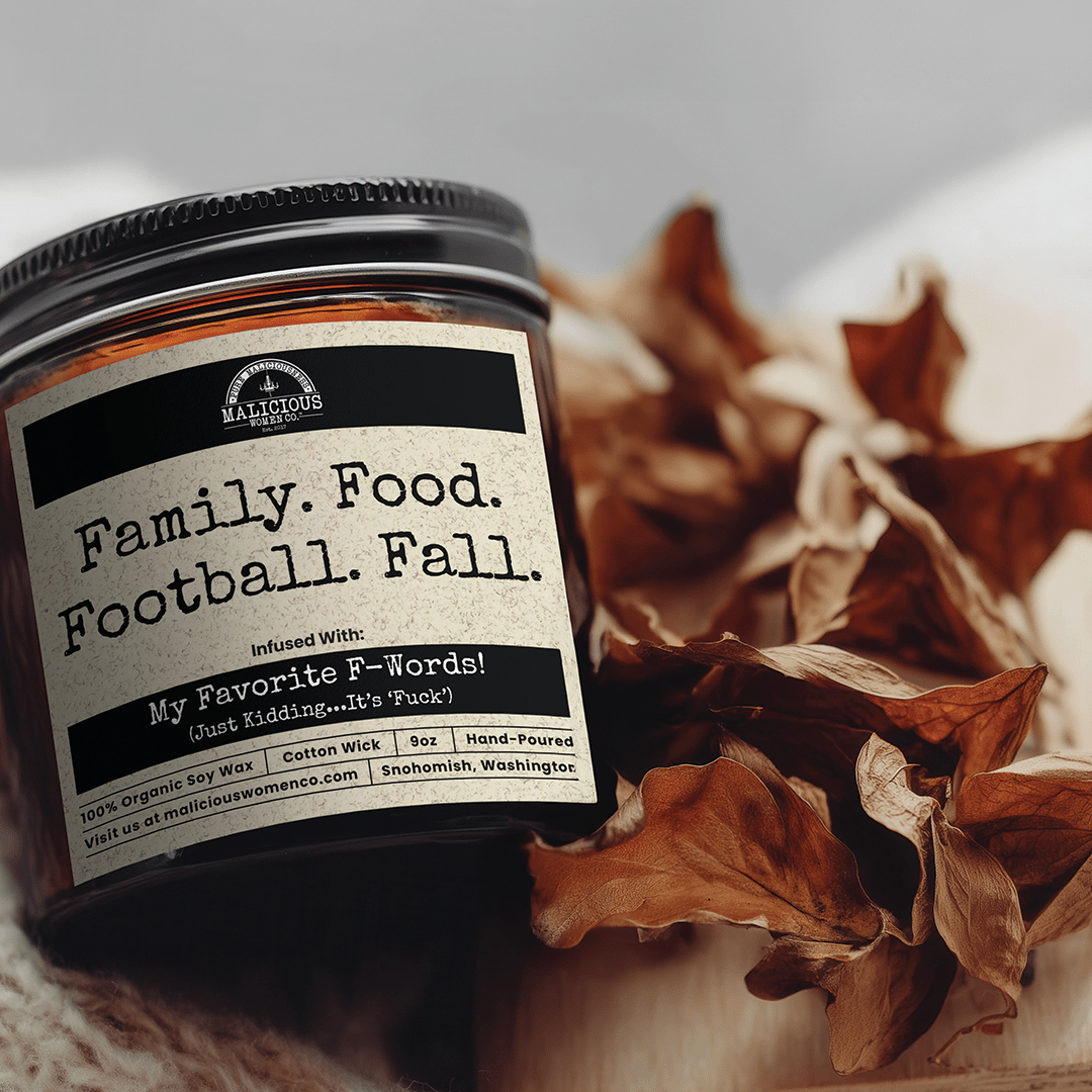 Family. Food. Football. Fall. Candle | Funny Fall Gift 9oz