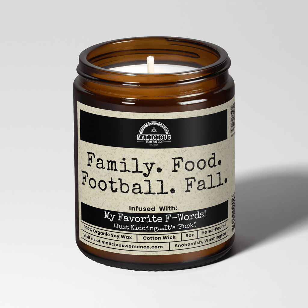 Family. Food. Football. Fall. Candle | Funny Fall Gift 9oz