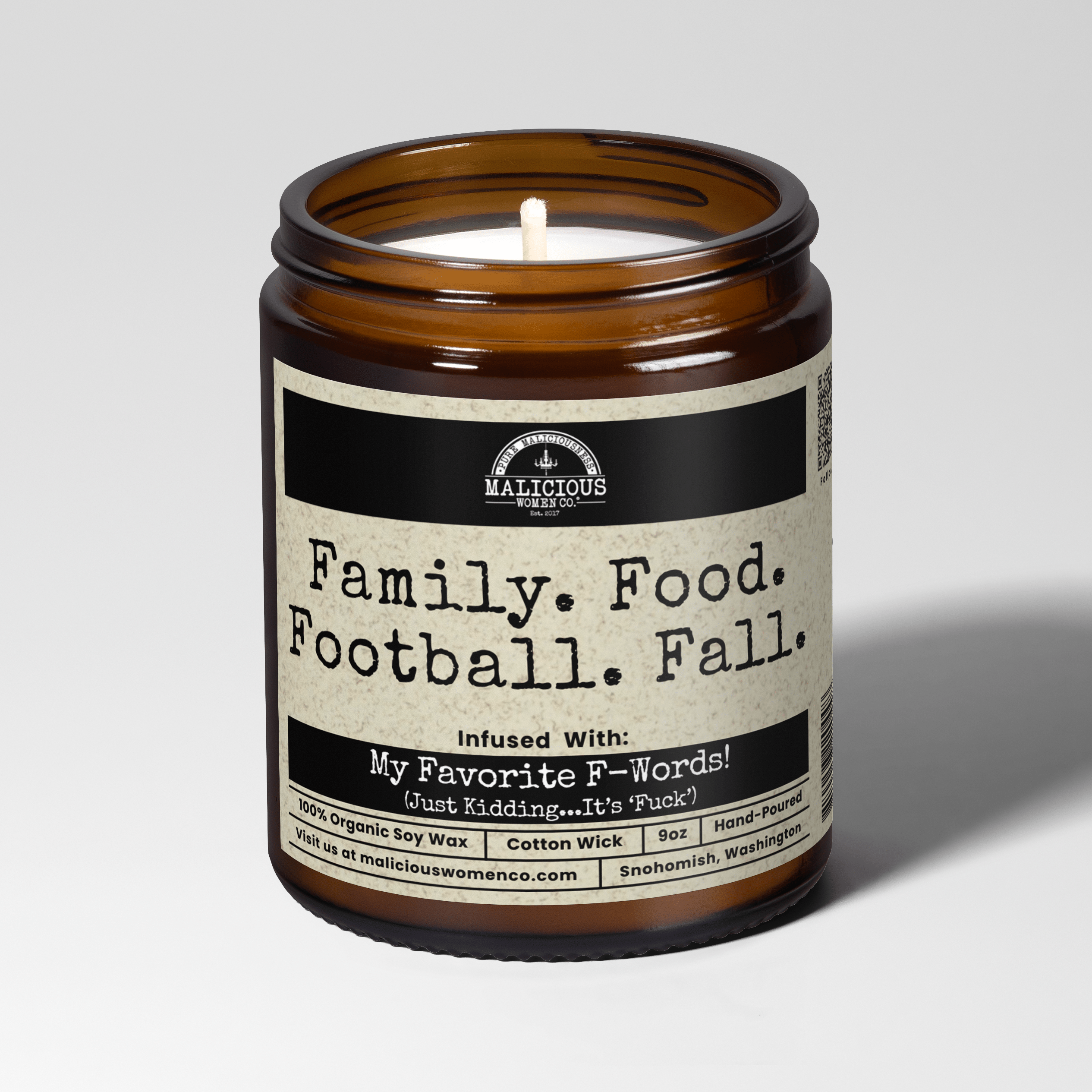 Family. Food. Football. Fall. Candle | Funny Fall Gift 9oz
