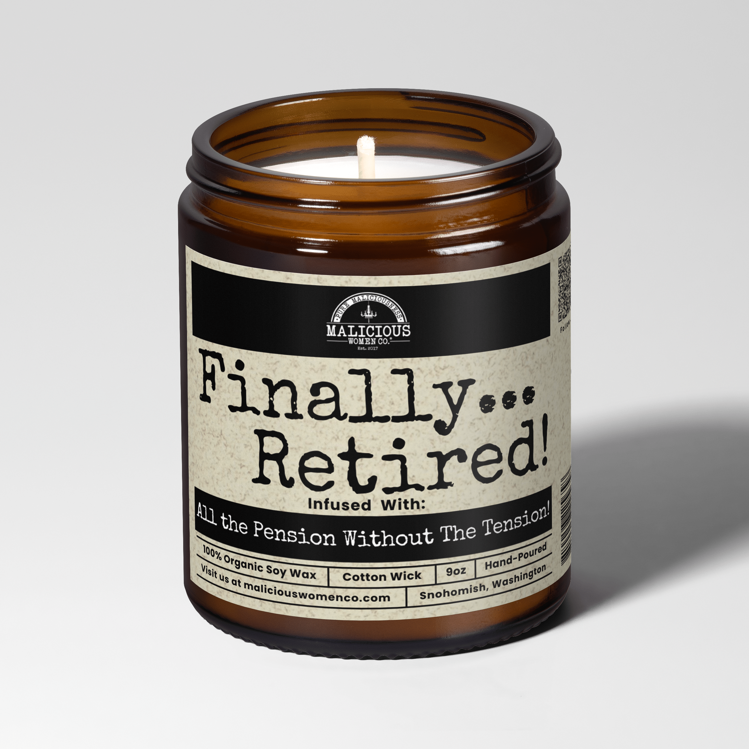 Finally Retired Candle | Funny Retirement Gift 9oz