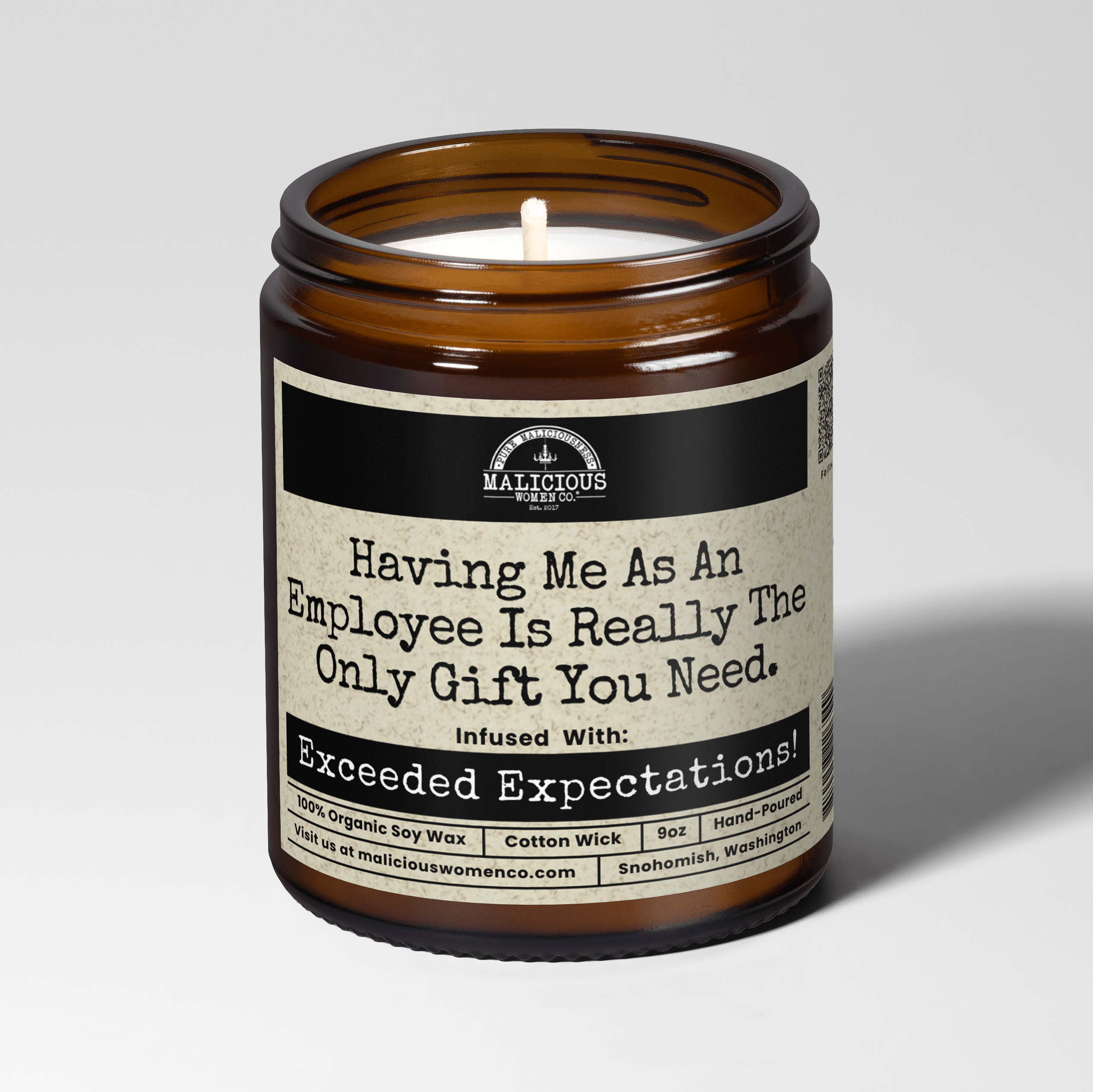 Having Me As An Employee Is Really The Only Gift You Need. 9oz Work Candle Malicious Women Co