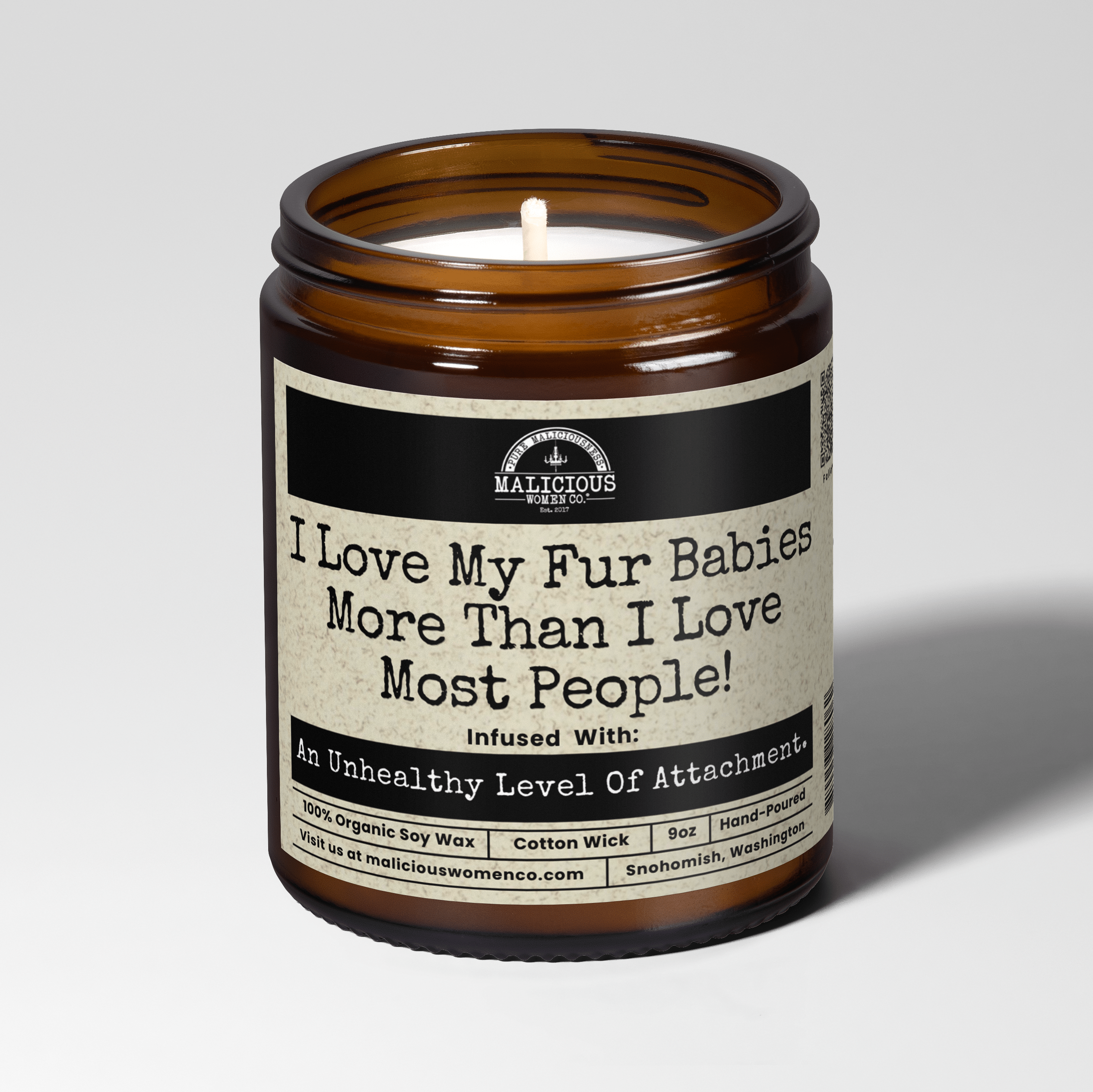 I Love My Fur Babies More Than I Love Most People 9oz Funny Candle Malicious Women Co